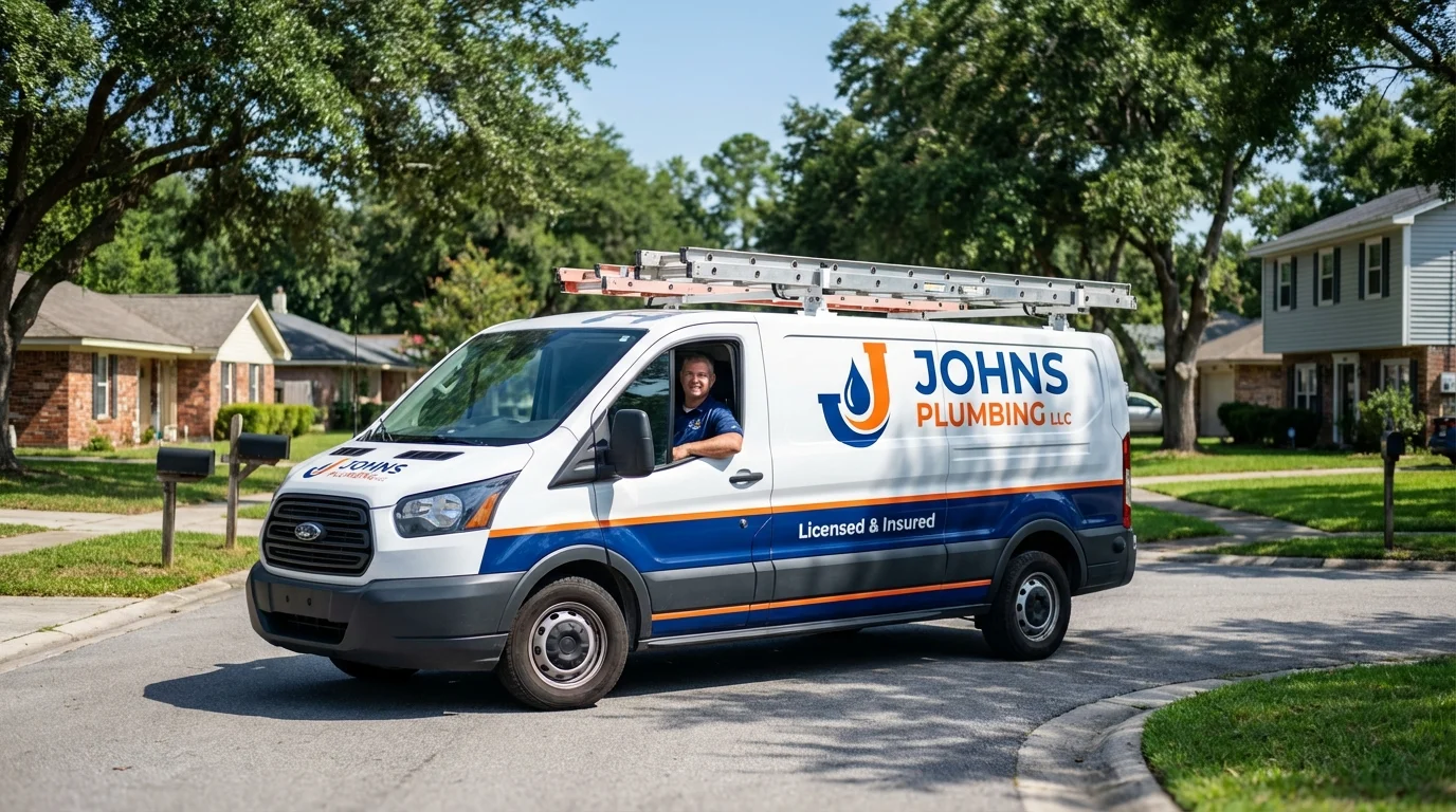 Johns Plumbing LLC service van in Ellicott City, MD