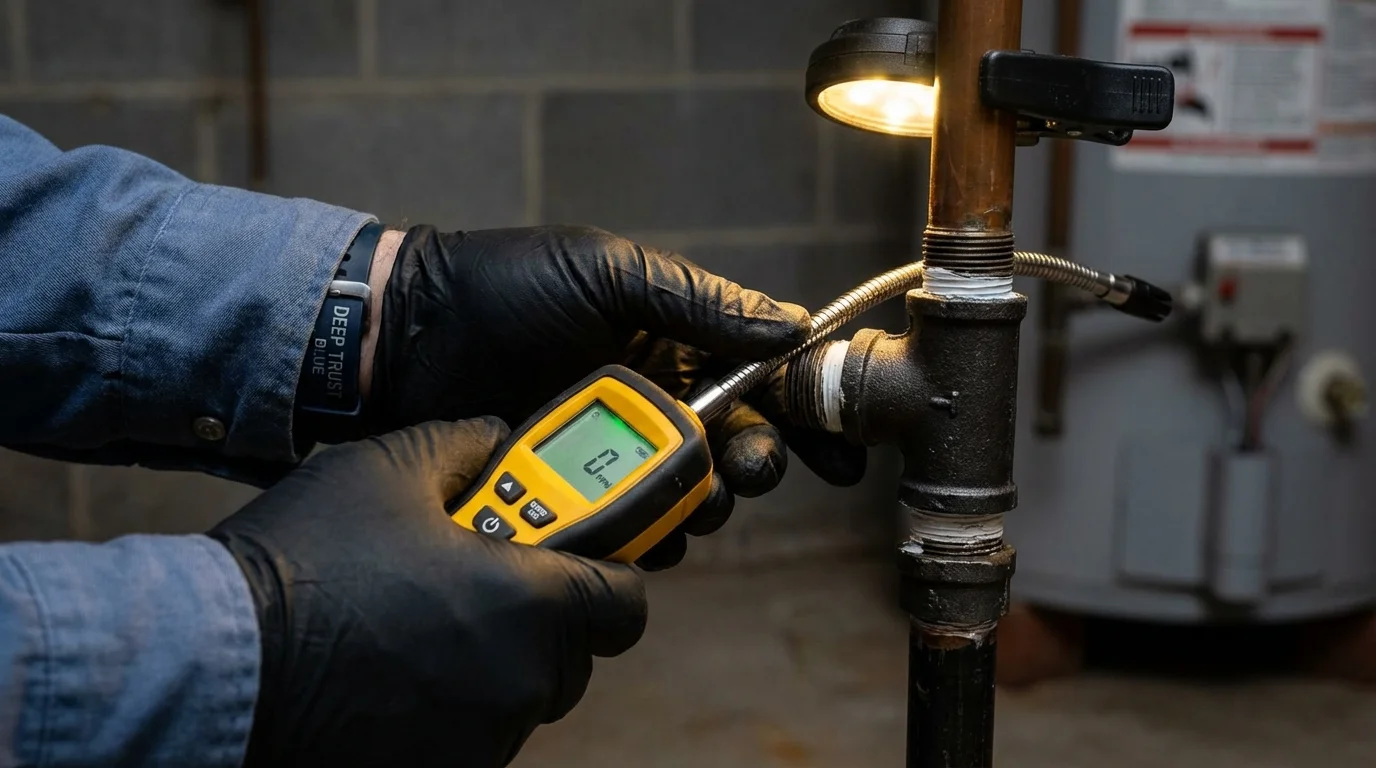 Gas leak detection with electronic sniffer by Johns Plumbing LLC in Ellicott City