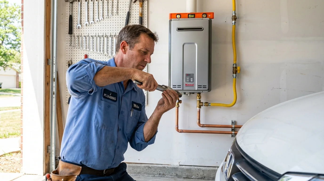 Tankless water heater installation by a Johns Plumbing LLC plumber in Ellicott City